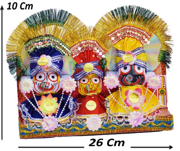 Jagannath,Balabhadra,Maa Subhadra Idol of With Singara Vesa ,Dress Including Decorative Showpiece - 10 cm  (Plastic, Wood, Multicolor) - Image 2