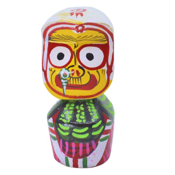 Neem Wood Jagannath, Balabhadra, Subhadra, Sudarshan 4 Inch Deity Set - Religious Treasures(Multicolor) - Image 4