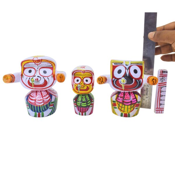 Neem Wood Jagannath, Balabhadra, Subhadra, Sudarshan 4 Inch Deity Set - Religious Treasures(Multicolor) - Image 6