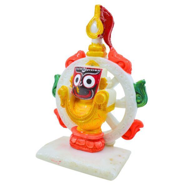Lord Jagannath Marble Sculpture with Stunning White Nilachakra - Image 2