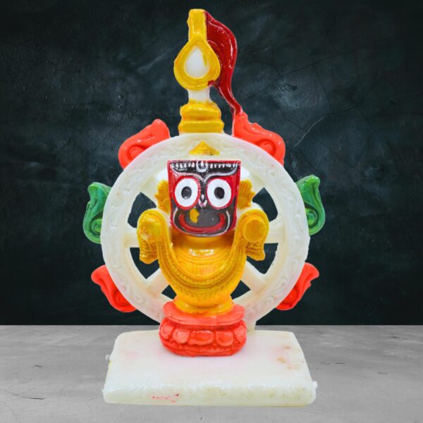 Lord Jagannath Marble Sculpture with Stunning White Nilachakra - Image 6