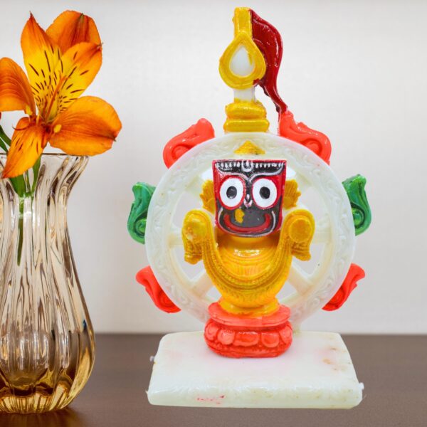 Lord Jagannath Marble Sculpture with Stunning White Nilachakra - Image 7