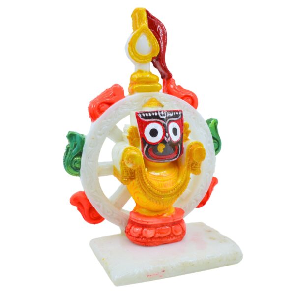 Lord Jagannath Marble Sculpture with Stunning White Nilachakra - Image 3