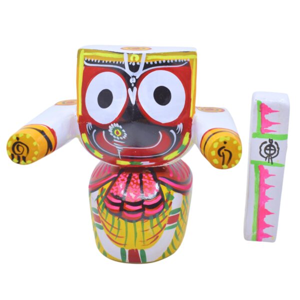 Neem Wood Jagannath (Patitapavan) With Sudarshan 6 Inch Idol Set - Divine Home Decor - Image 2