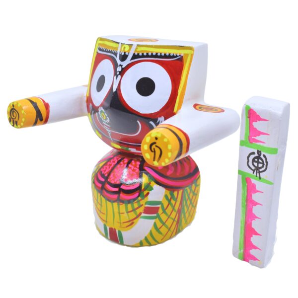 Neem Wood Jagannath (Patitapavan) With Sudarshan 6 Inch Idol Set - Divine Home Decor - Image 4