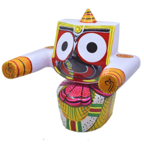 Wooden Idol of Single Lord Shree jagannath(Patitapabana) with Sudarshan- 25 cm (Multicolor,10 Inch) - Image 3