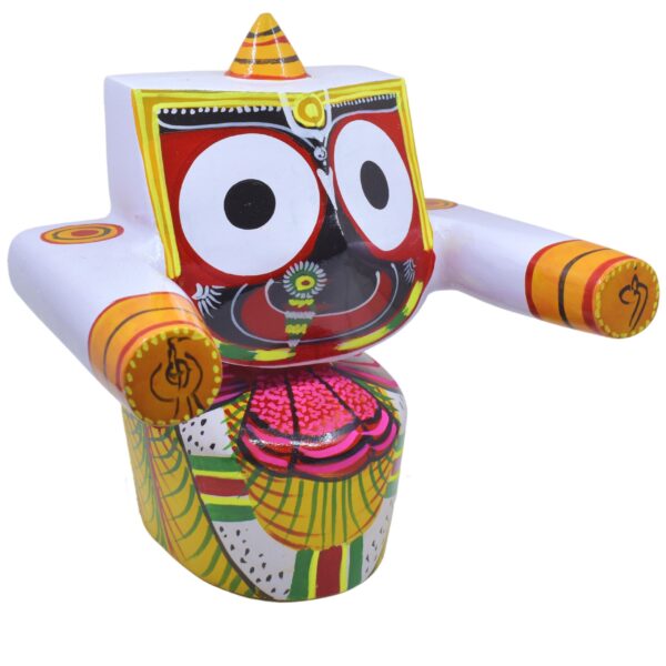 Wooden Idol of Single Lord Shree jagannath(Patitapabana) with Sudarshan- 25 cm (Multicolor,10 Inch) - Image 4