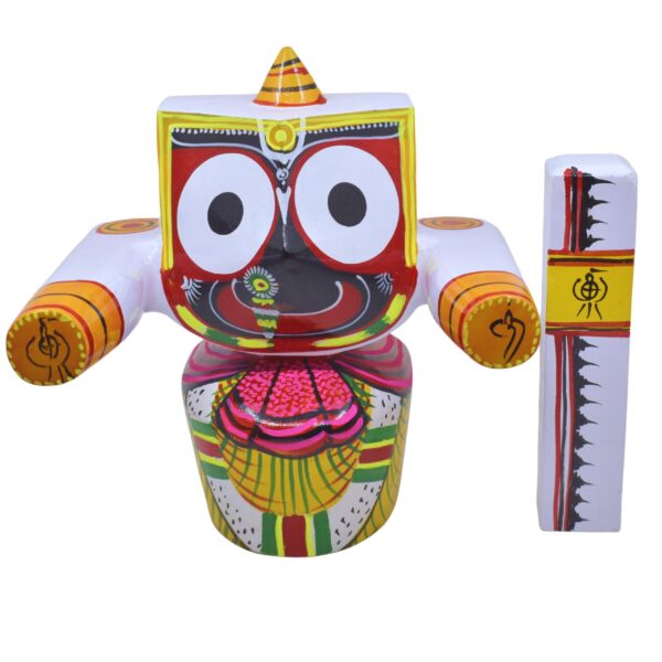 Wooden Idol of Single Lord Shree jagannath(Patitapabana) with Sudarshan- 25 cm (Multicolor,10 Inch)