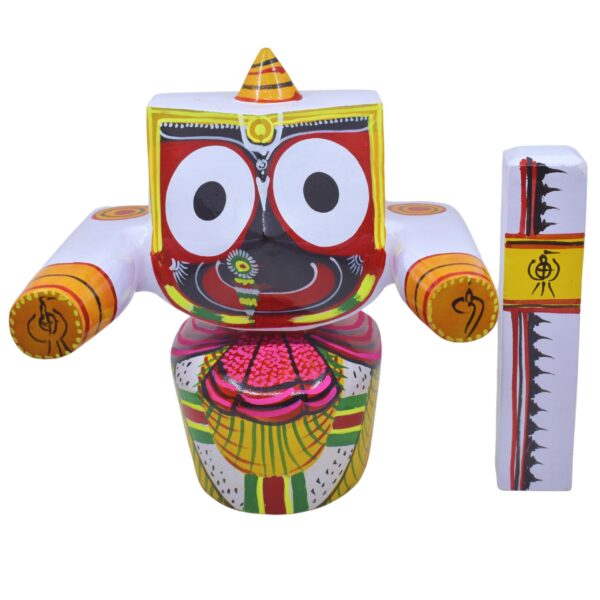 Wooden Idol of Single Lord Shree jagannath(Patitapabana) with Sudarshan- 25 cm (Multicolor,10 Inch) - Image 5