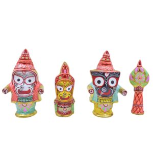 Lord Jagannath,Balaram,Subhadra & Sudarshana Brass Idol,2.5 Kg Weight,16 Cm,Set of 4,Multicolor