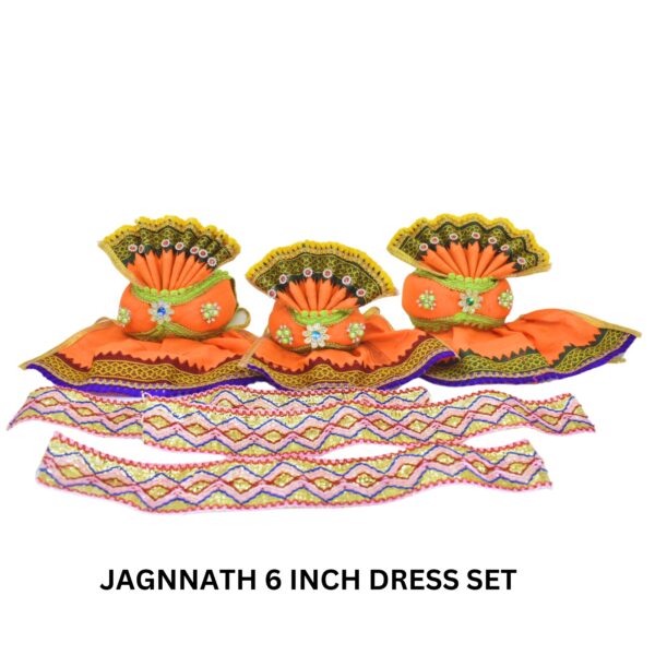 6-Inch (15cm) Dress Set for Lord Jagannath, Balabhadra, and Maa Subhadra(Orange)