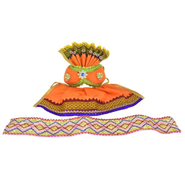 6-Inch (15cm) Dress Set for Lord Jagannath, Balabhadra, and Maa Subhadra(Orange) - Image 5