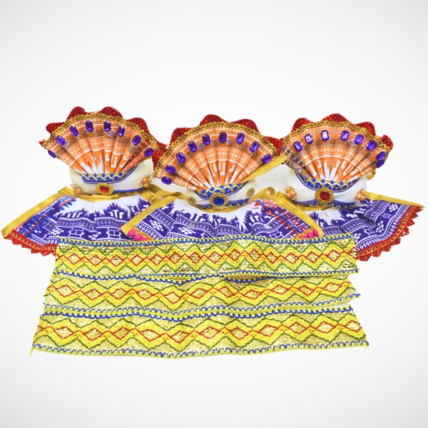 8-Inch (20cm) Handcrafted Traditional White Complete Outfit for Lord Shree Jagannath Idol (Pack of 3,White) - Image 7