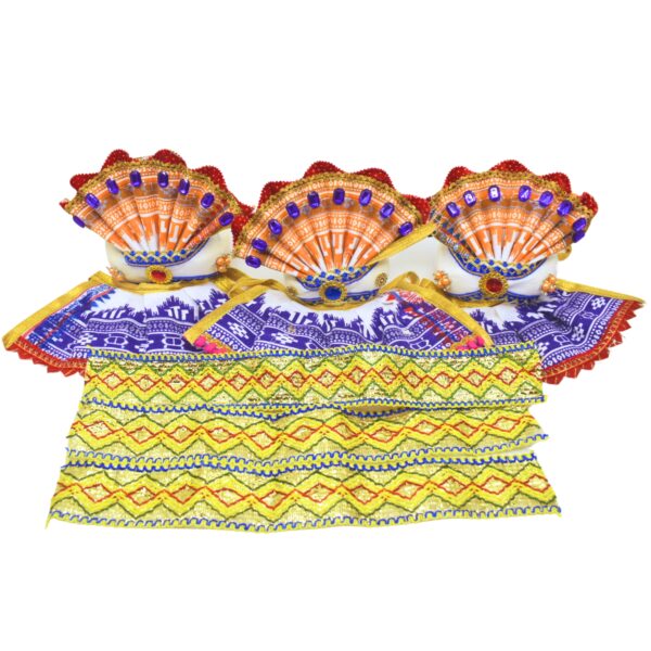 8-Inch (20cm) Handcrafted Traditional White Complete Outfit for Lord Shree Jagannath Idol (Pack of 3,White) - Image 6
