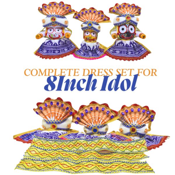 8-Inch (20cm) Handcrafted Traditional White Complete Outfit for Lord Shree Jagannath Idol (Pack of 3,White)
