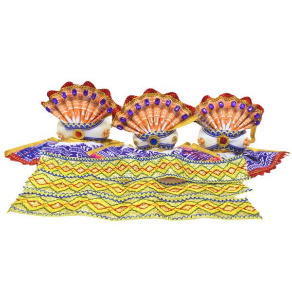 8-Inch (20cm) Handcrafted Traditional White Complete Outfit for Lord Shree Jagannath Idol (Pack of 3,White) - Image 4