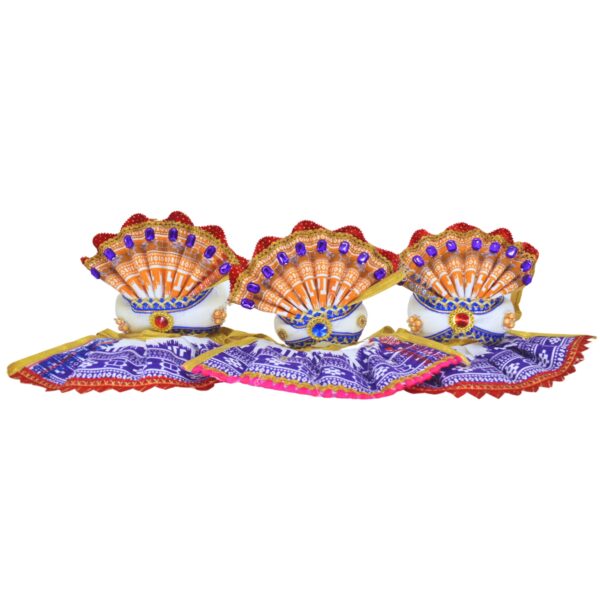 8-Inch (20cm) Handcrafted Traditional White Complete Outfit for Lord Shree Jagannath Idol (Pack of 3,White) - Image 3