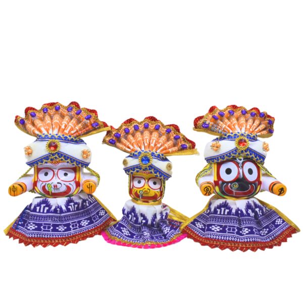 8-Inch (20cm) Handcrafted Traditional White Complete Outfit for Lord Shree Jagannath Idol (Pack of 3,White) - Image 2