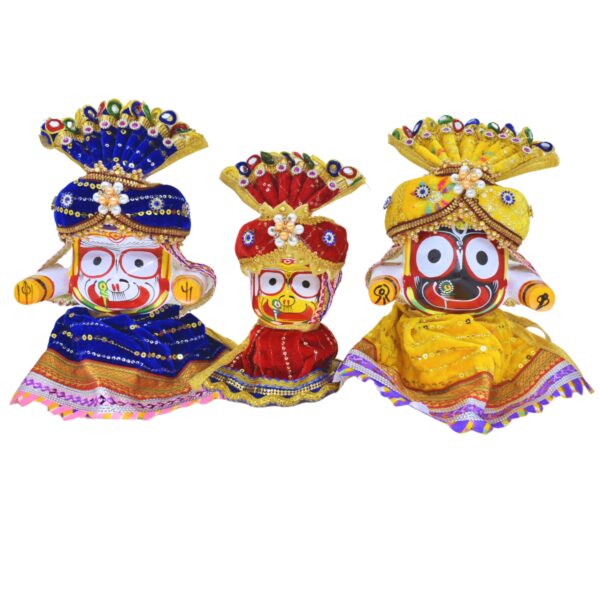 8 Inch (20cm) Vibrant Multicolor Complete Attire Set for Lord Shree Jagannath Idol (Pack of 3,Multicolor) - Image 7