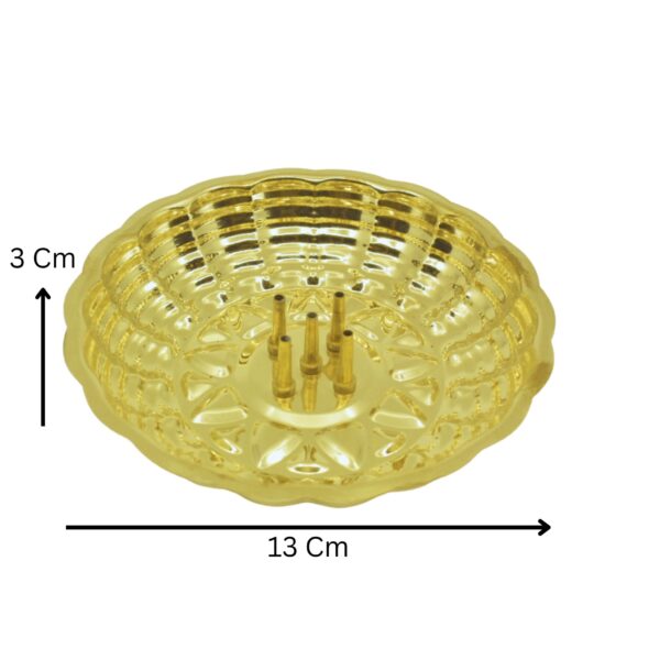Brass Incense Five Sticks Holder, Agarbatti Stand with Ash Catcher for Mandir Home & Office (13 CM Gold) - Image 2