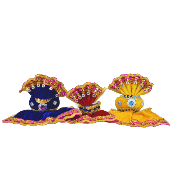 4 Inch (10cm) Complete Pagadi Dress Set of Lord Jagannath, Balaram, Subhadra Idol Set(Velvet) - Image 2