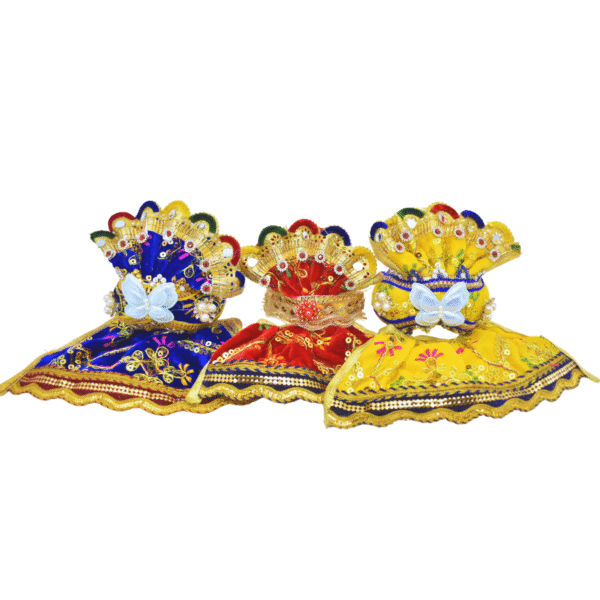 4 Inch (10cm) Complete Premium Pagadi Dress Set of Lord Jagannath, Balaram, Subhadra Idol - Image 8