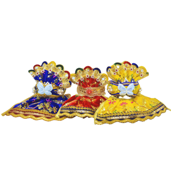 4 Inch (10cm) Complete Premium Pagadi Dress Set of Lord Jagannath, Balaram, Subhadra Idol - Image 2