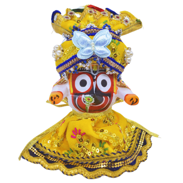 4 Inch (10cm) Complete Premium Pagadi Dress Set of Lord Jagannath, Balaram, Subhadra Idol - Image 3
