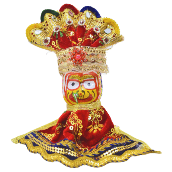 4 Inch (10cm) Complete Premium Pagadi Dress Set of Lord Jagannath, Balaram, Subhadra Idol - Image 4