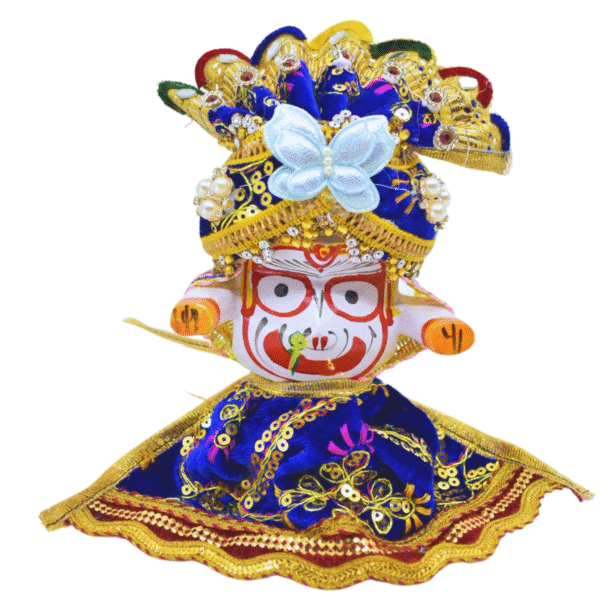 4 Inch (10cm) Complete Premium Pagadi Dress Set of Lord Jagannath, Balaram, Subhadra Idol - Image 5