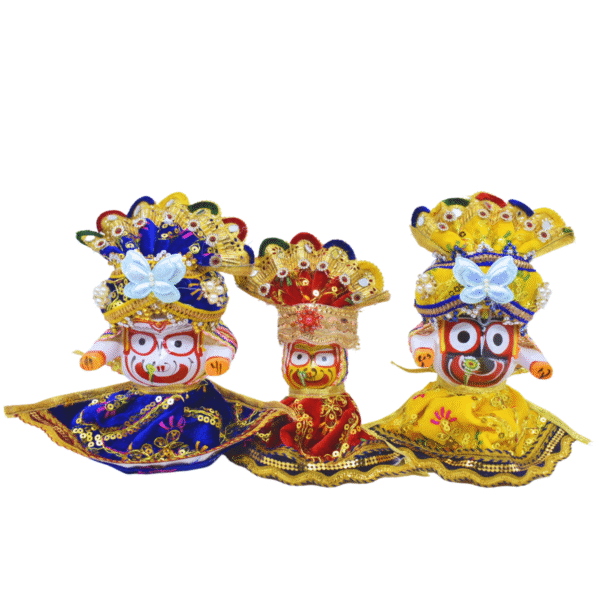 4 Inch (10cm) Complete Premium Pagadi Dress Set of Lord Jagannath, Balaram, Subhadra Idol - Image 7