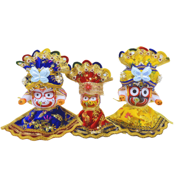 4 Inch (10cm) Complete Premium Pagadi Dress Set of Lord Jagannath, Balaram, Subhadra Idol - Image 6