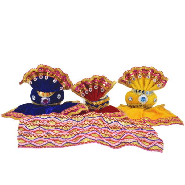 4 Inch (10cm) Complete Pagadi Dress Set of Lord Jagannath, Balaram, Subhadra Idol Set(Velvet)