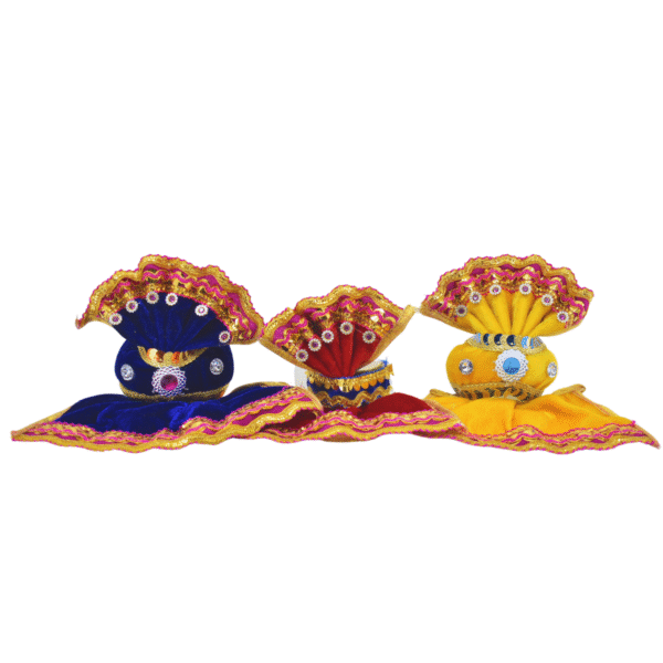 4 Inch (10cm) Complete Pagadi Dress Set of Lord Jagannath, Balaram, Subhadra Idol Set(Velvet) - Image 7