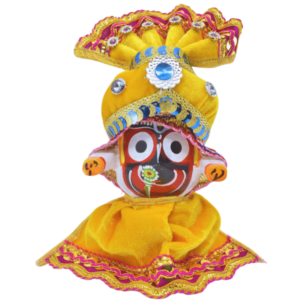 4 Inch (10cm) Complete Pagadi Dress Set of Lord Jagannath, Balaram, Subhadra Idol Set(Velvet) - Image 3