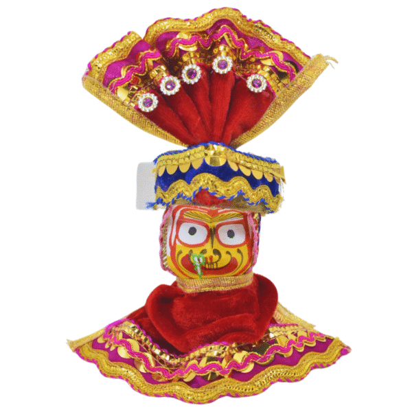 4 Inch (10cm) Complete Pagadi Dress Set of Lord Jagannath, Balaram, Subhadra Idol Set(Velvet) - Image 5