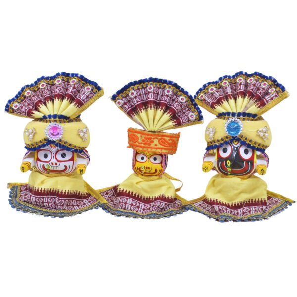 4 Inch Lord Jagannath Idol Dress Set Cotton Traditional Poshak/Dress (Light yellow,Cotton) - Image 9