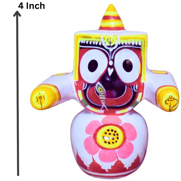 Jagannath World Lord Shree Jagannath Balaram and Subhadra Maa Neem Wood Idol 4-Inch (White) - Image 2