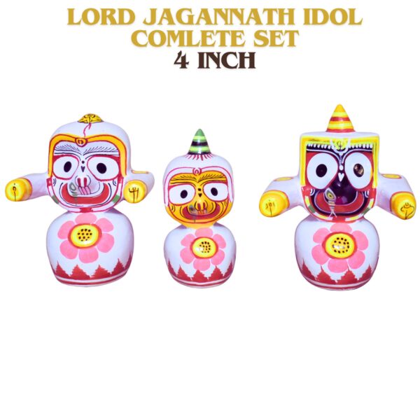 Jagannath World Lord Shree Jagannath Balaram and Subhadra Maa Neem Wood Idol 4-Inch (White) - Image 6