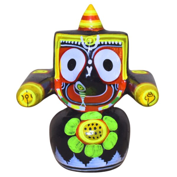 Jagannath World Shree Lord Jagannath Balaram and Subhadra Maa Neem Wood Idol 4-Inch (White Black Yellow) - Image 4