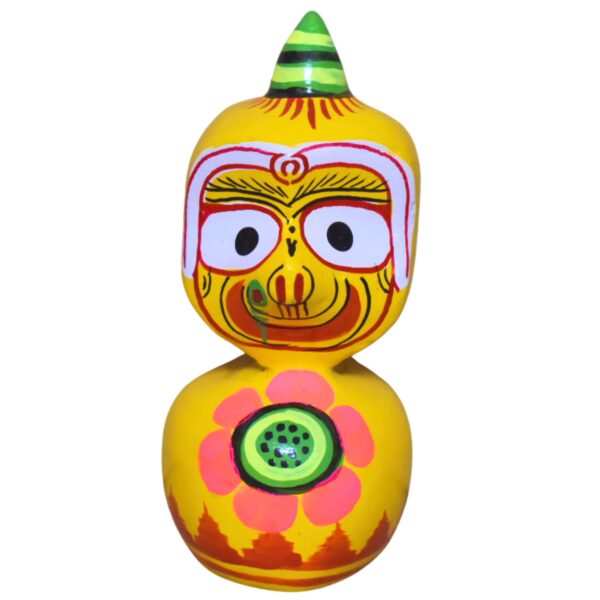 Jagannath World Shree Lord Jagannath Balaram and Subhadra Maa Neem Wood Idol 4-Inch (White Black Yellow) - Image 3