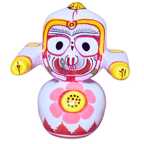 Jagannath World Shree Lord Jagannath Balaram and Subhadra Maa Neem Wood Idol 4-Inch (White Black Yellow) - Image 2