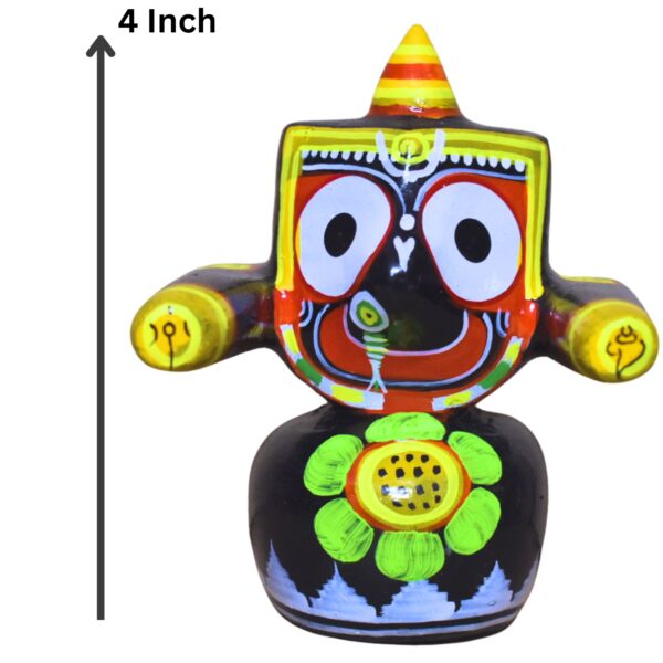 Jagannath World Shree Lord Jagannath Balaram and Subhadra Maa Neem Wood Idol 4-Inch (White Black Yellow) - Image 7