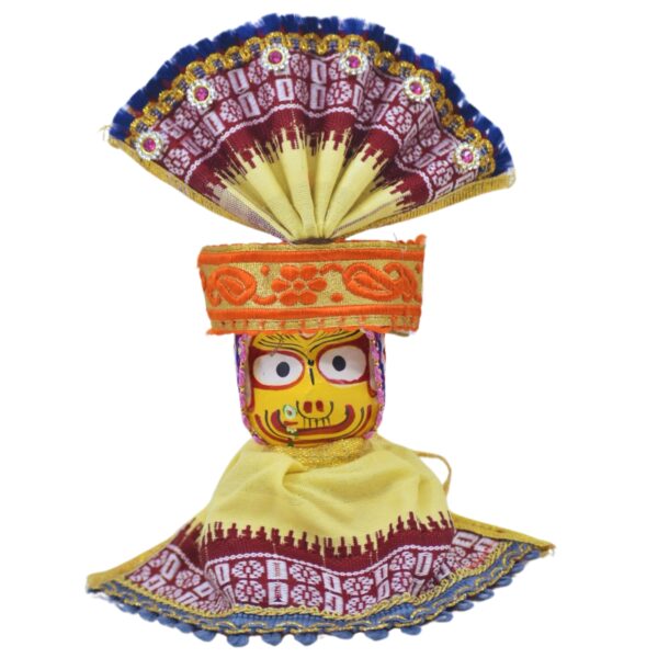 4 Inch Lord Jagannath Idol Dress Set Cotton Traditional Poshak/Dress (Light yellow,Cotton) - Image 6