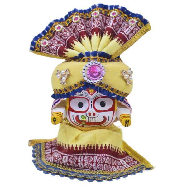 4 Inch Lord Jagannath Idol Dress Set Cotton Traditional Poshak/Dress (Light yellow,Cotton) - Image 7