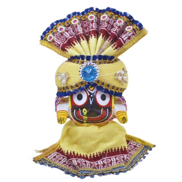 4 Inch Lord Jagannath Idol Dress Set Cotton Traditional Poshak/Dress (Light yellow,Cotton) - Image 8
