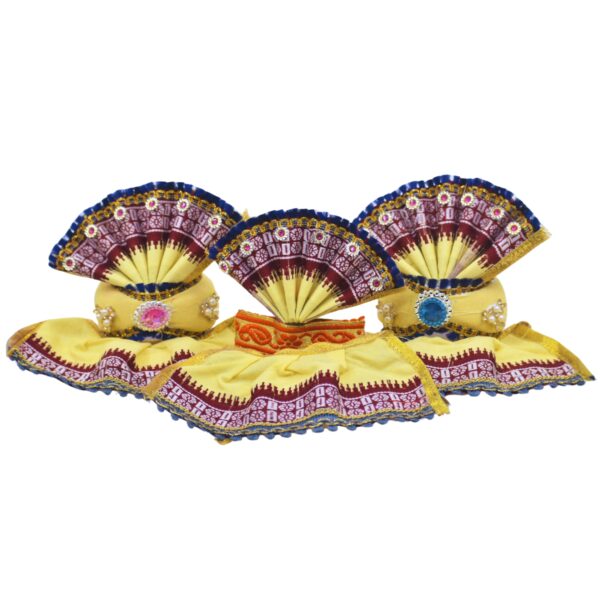 4 Inch Lord Jagannath Idol Dress Set Cotton Traditional Poshak/Dress (Light yellow,Cotton) - Image 4