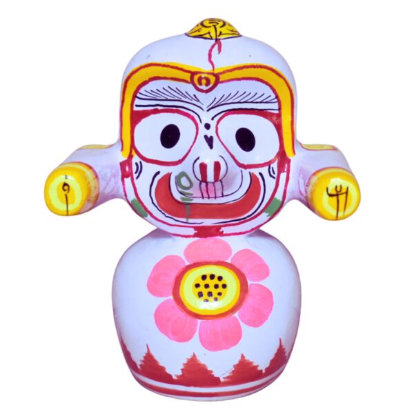 Jagannath World Lord Shree Jagannath Balaram and Subhadra Maa Neem Wood Idol 4-Inch (White) - Image 5