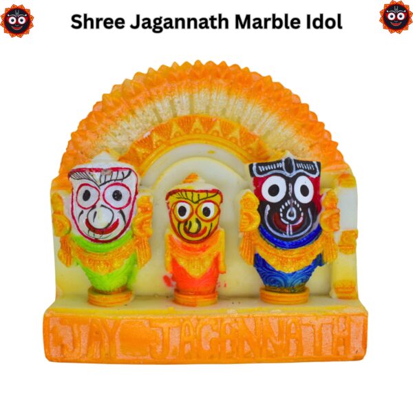 Shree Jagannath Idol in Pure Marble – Puri Style Murti for Mandir, Home Decor(Pack of 1, Orange) - Image 4