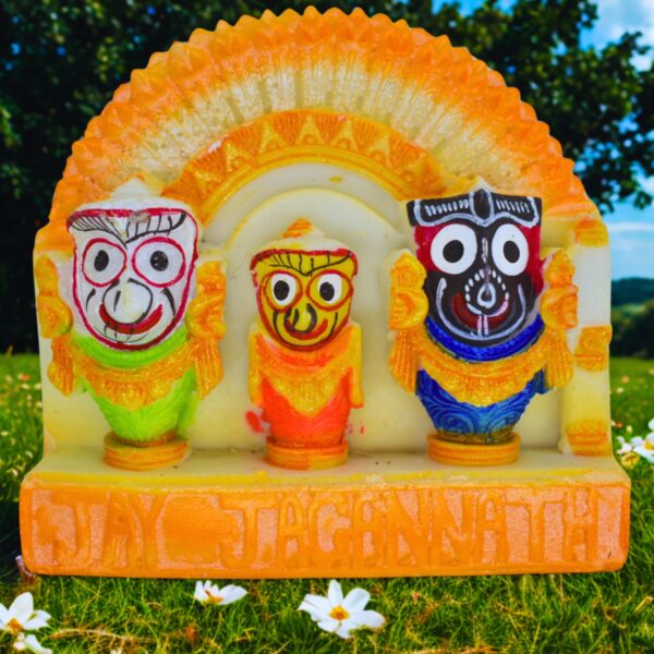 Shree Jagannath Idol in Pure Marble – Puri Style Murti for Mandir, Home Decor(Pack of 1, Orange) - Image 5